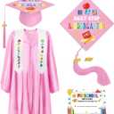 Bokon 4 Pcs 2026 Kindergarten Preschool Graduation Cap and Gown with Tassel Graduation Stole and Certificate for Toddler Kids (Pink)