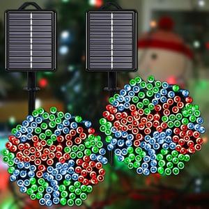 YAOZHOU Solar Christmas String Lights Outdoor Waterproof Decorations, Red White Green Fairy Lights, 1PACK Total 400LED 144FT with 8Modes, Outside Lights for Tree, Garden, Patio, Fence, Balcony