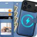 OCASE for iPhone 17 Pro Detachable Wallet Case with Card Holder, 2 in 1 PU Leather Flip Folio with RFID Blocking Stand Wrist Strap Shockproof Phone Cover 6.3 Inch 2025, Light Blue