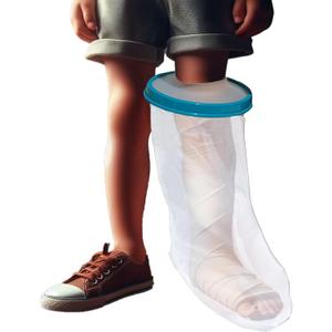 100% Waterproof Kid Leg Cast Cover for Showering, Reusable Kid Short Leg Cast Protector, Cast Covers for Shower Leg, Cast Bag for Shower, Cast Cover for Showering Foot (18inch)