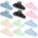 12 Pcs Large Acrylic Hair Claw Clips for Women Cute Non-slip Hold Jaw Clamps Bulk for Thick or Thin Hair French Barrettes Accessories(Sweet Colors,Marble Pattern Style)