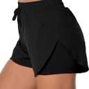 Sunzel 2 in 1 High Waist Running Shorts for Women Quick Dry Elastic Athletic Shorts with Pocket and Drawstring Workout Summer (Black, XL)