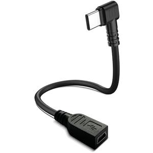 QaMcbulc Mini USB Female to USB Type C Male Cable,90 Degree USB-C Male to Mini USB Female Adapter Converter for Mini Dash Cam Hardwire Kit and More Mini USB Devices (Only for Charging)