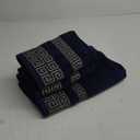 Luxury 3 Piece Greek Key Towel Set - 1 Bath Towels, 2 Hand Towels, 100% Cotton Highly Absorbent Embroidered Bath Towel Set, Navy Blue Towel Set GR0103