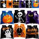 JOYIN 96 Pcs Halloween Drawstring Candy Bags, Small Trick or Treat Goodie Bags Bulk, 6 Designs Halloween Plastic Gift Bag for Kids Trick or Treating, Boys Girls Party Favors Supplies, Classroom Gifts