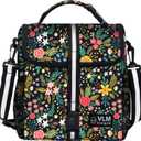 VLM Lunch Box for Women, Insulated Lunch Bag Women with Adjustable Shoulder Strap, Cute Lunch Tote Bag for Work,Picnic,Camping (Medium, Colorful-Floral)