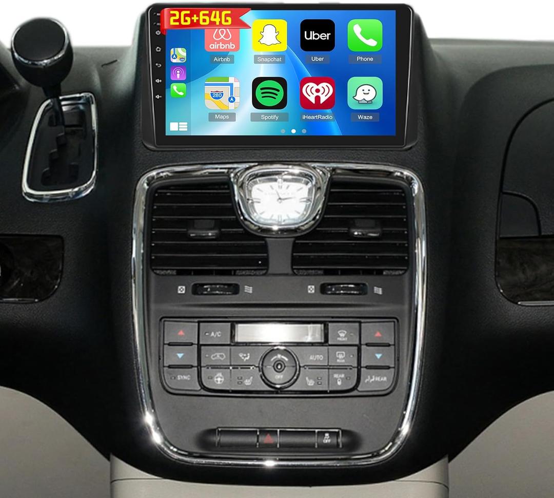 [2G+64G] Car Radio for Dodge Grand Caravan 2011-2020 / for Chrysler Town & Country 2012-2016, 9 inch Android Touch Screen Stereo, Carplay/Android Auto/EQ Audio/Wi-Fi/1080P/SWC/Bluetooth