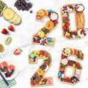 4PCS Wooden Graduation Decorations Number Charcuterie Board Box-(with 14 Balloons) 2026 Charcuterie Numbers Fillable Food Graduation Party Supplies