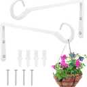 2 Pack Plant Hanger Bracket, 8 Inch Plant Hangers Outdoor, Metal Decorative Plant Wall Hooks for Hanging Plants, Bird Feeder, Flower Basket, Wind Chimes, Lantern, Indoor Outdoor (White)