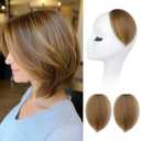REECHO Clip in Hair Volumizer, 2PCS 6 inch Short Thick Clip in Hairpieces Adding Extra Volume Hair Extensions for Women (Light Brown with Blonde Highlights)