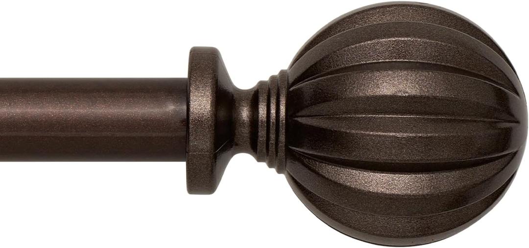 Curtain Rod,Window Curtain Rods for Windows Easy Installation,Adjustable Decorative Curtain Rod 3/4 Inch Diameter Single Window Curtain Rod Set, 66 to 120 Inches, Brown