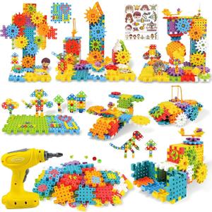 STEM Education Building Toys, 248 PCS Electric Gear Building Blocks Toys Set with Drill, Toddler Screw Toy, Kids Tool Set Construction Toy for Boys Girls Gifts Age 3-8