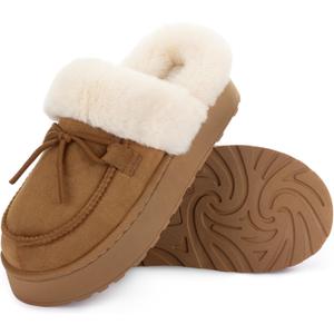 RockDove Women's Microsuede Moc Toe Platform Memory Foam Slipper with Indoor/Outdoor sole (8)