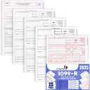 1099-R Tax Forms 2025 (distributions) 25 Sets of 4-Part, Laser Forms, Federal and State Copies (2 Forms on a Sheet) with 3 1096 Transmittals, 2025