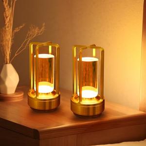 PIKAFOX 2 Pack Crystal Lantern lamp with Touch Dimming, Rechargeable LED Table Lamp, 3-Color Adjustable Brightness, 4200mAh Battery Powered Desk Light for Bedroom, Restaurant, Outdoor