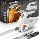 Homaider Electric Knife for Meat Slicing, Turkey, Carving Meat, Bread & More | Ergonomic Handle + 2 Carving Reciprocating Stainless Steel Blades and Serving Fork Included, 6 Foot Cord