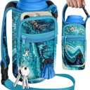 Toykee Portable Dog Water Bottle Carrier Bag for PupFlask 27oz - Travel Bottle Purse with Phone Pocket Strap, Pet Water Bottle Holder Cover Sling for Easy Walking Hiking (No Water Bottle) (Blue Marble)