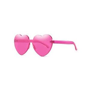 Girls Cute Heart Shaped Sunglasses Transparent Candy Color Rimless Heart Glasses