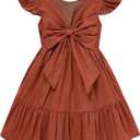 GRNSHTS Toddler Girls Dress Ruffle Sleeveless Backless Bowknot Kids Baby Casual Dresses (12-18M)