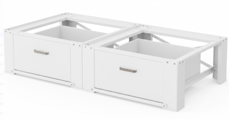2 Pack Washer Dryer Pedestals with Drawer - 28" Laundry Pedestal for Washer and Dryer Stand, Steel Washing Machine Stand Raiser, 14.3 Inches Height Elevation White