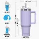 40 oz Tumbler with Handle,Tumbler with Lid and Straw,Double Wall Insulated Cup Stainless Steel Travel Mug(Cold for 34 Hours),Water Bottle for Iced Tea,Coffee,Cold Beverages(Purple)