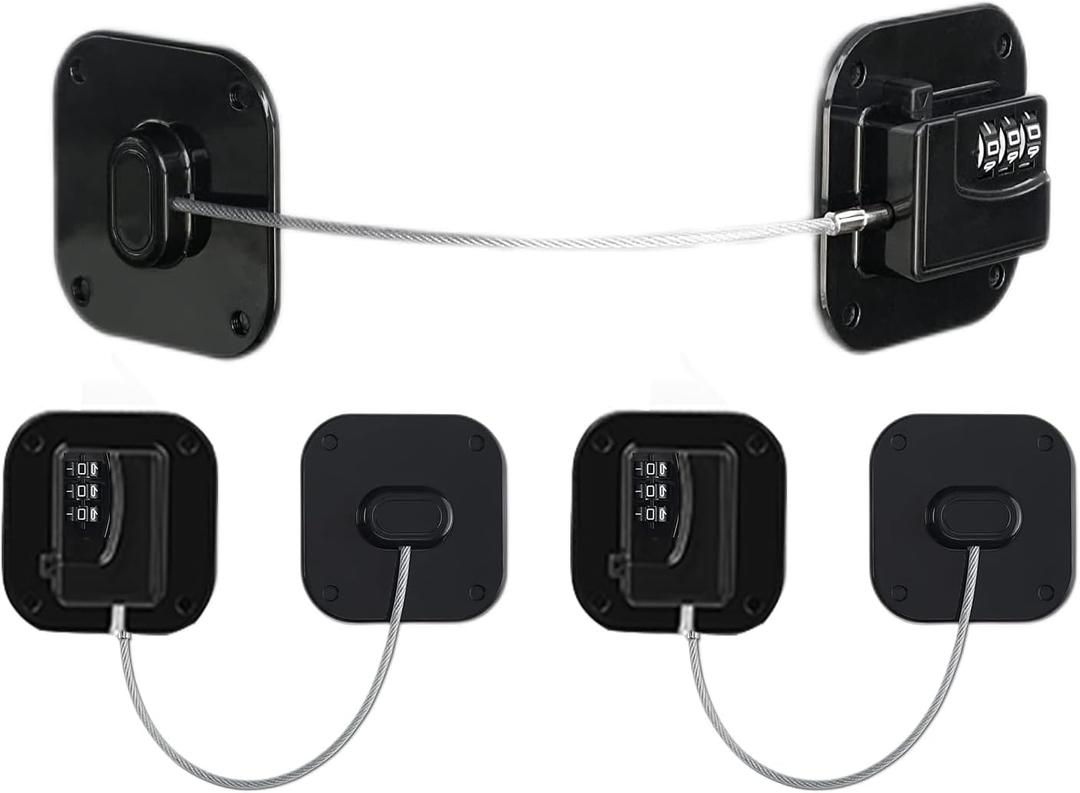 Refrigerator Lock Fridge Locks for Kids Keyless Child Safety Cabinet Locks for Cabinets Closets Drawers Window Electrical Appliances (3 Pack, Black)