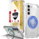 IYTRRYH for Samsung Galaxy S22 Case Magnetic Compatible with MagSafe Wireless charging,with 360Kickstand Ring,for S22 Phone Case with Screen Protector, Military Grade Drop Protection Shockproof Clear