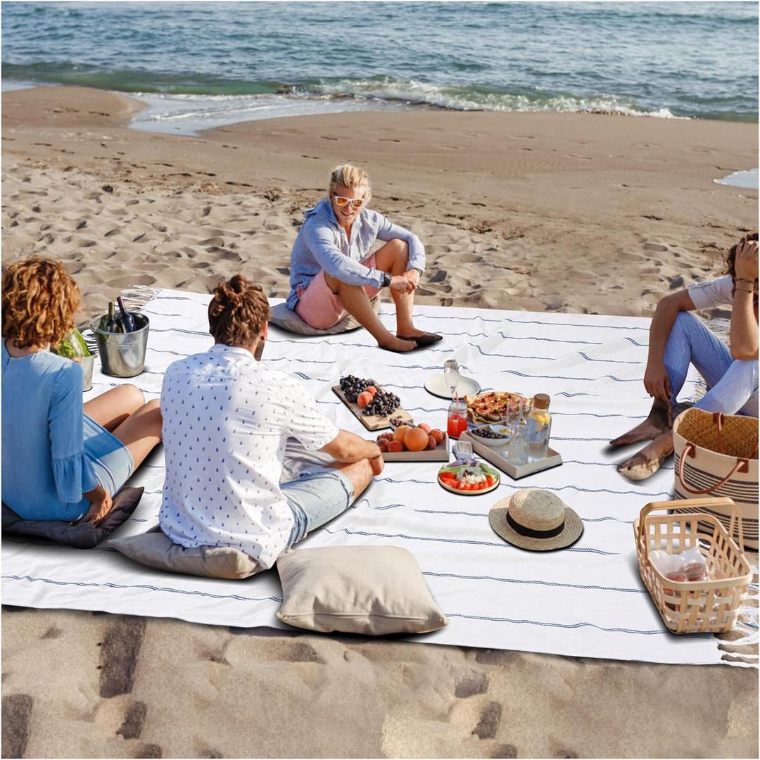 Giant Cotton Turkish Beach Towel Picnic Outdoor Blanket Women Men Birthday Beach Gift Car Travel Essentials Road Trip Summer Vacation Things Outside Items Roadtrip Camping Gear Rv Must Haves (Giant Large 82" x90")