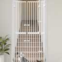 Extra Tall Cat Gate for Doorway: 74.8"-90.5" Tall Cat Gates for Pet 30.3"-38.2" Wide Pressure Mount No Wall Drilling for Indoor Stairs Doorway Room Door Dog Safety Barrier No Toddler, White 