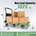 WUD 1323 lbs Heavy Duty Folding Platform Cart with Extendable Deck (31''39''), 6-Wheel Support, 4'' Quiet Casters, Thick Reinforced Flatbed Dolly for Warehouse, Garage & Moving