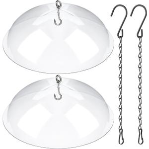 2 Pcs Bird Feeders Protective Cover Clear Squirrel Baffle Bird Feeder Squirrel Guard Round Protective Dome Rain Protective Cover with Chains for Hanging Bird Feeders Outdoor Garden - 10''