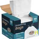 SONGMICS Trash Bags for 8-Gallon (30 L) Trash Cans, Drawstring Kitchen Garbage Bags, Pre-Separated, Quick-Dispense Box, Liner Code H, 4 Rolls, 160 Count, White UKRB031A04