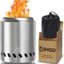 HGD Tabletop Fire Pit, Smokeless Firepit Outdoor, Mini Fire Pit for with Carry Bag for Camping Backyard Patio Garden Picnic, Silver