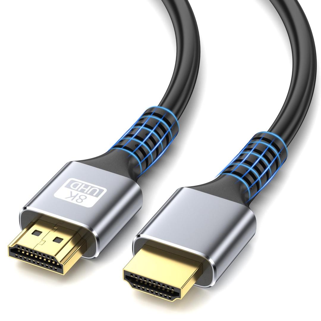 8k Hdmi Cable 6.6ft Ultra High Speed HDMI 2.1 Cable 4K@120Hz 8K@60Hz 48gbps Gold Plated Connector 3D ARC Ethernet HDMI Cord for HDTV Monitor Laptop Roku TV Xbox PS4/PS5(Silvery)