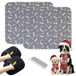 2PC Puppy Pads with Pheromones, Washable Puppy Pee Pads for Dogs Reusable Puppy Pads for Dogs and Cats - Leak & Odor Proof, Non-Slip Base Training Pads for Home & Travel(with Pet Hair Removal Gloves)