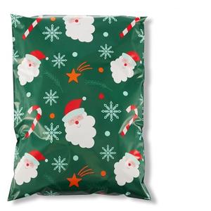 Fuxury Christmas Poly Mailers 14.5x19 Inch 50Pcs,Large Shipping Bags Christmas for Clothing,Strong Adhesive Shipping Envelopes for Small Business, Self Seal Poly Bag Mailing Envelopes Green Santa