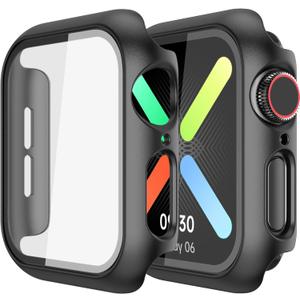 Case for Apple Watch Screen Protector SE 3(2025)/SE 2/SE/Series 4 5 6 40mm Built-in HD Tempered Glass | Slim Guard Bumper | Full Coverage Protective | Hard PC Face Cover Compatible iWatch (Black)