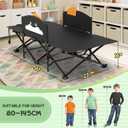 Slendor Toddle Cot, Toddler Portable Bed w/Cartoon Handrail, Blanket (5ft x 4ft), Folding Toddler Cots for Camping, Travel Bed, Extra Long Cot Length 56", Support 330 Lbs, Black