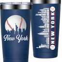 BIRGILT Legends New York Baseball City Skyline Gifts - Baseball Gifts for Men, Christmas, Father's Day, Birthday Gifts for Fans - Tumbler Cup 20oz (Navy Blue)