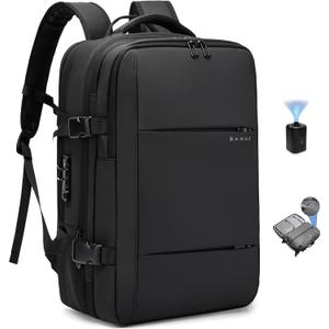 BANGE Air Vacuum Backpack with Pump,Seal Air Packing Vacuum System Compression with Anti Theft Lock, Expandable Large Capacity Backpack for Travel (Black)