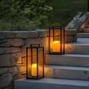 Homemory 4"x6" Outdoor Waterproof Flameless Candles with Timers and Remote Control, Battery Operated Candles, LED Plastic Candles, Dark Ivory, Set of 2
