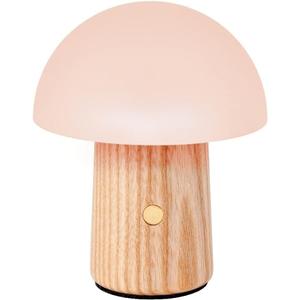 Gingko 7 Colour Changing RGB Alice Mushroom Lamp, Mood Light and Night Lights, Long Life Battery, USB-C Charging, 3 Light Modes, FSC Certified Wood with Frosted ABS Shade (White Ash, Super Mini)