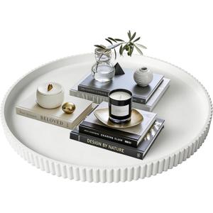 Gurfuy 24" Round Extra Large Ottoman Serving Tray - Rustic Wooden Table Tray for Farmhouse Decorative Oversized Coffee Table Trays Living Room Kitchen Counter Breakfast White