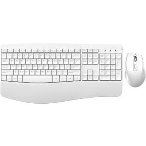 Ergonomic Keyboard and Mouse Combo, Full Size Cordless Computer Keyboard with Palm Wrist Rest Ergonomic Mouse for Windows Computers Laptops - White