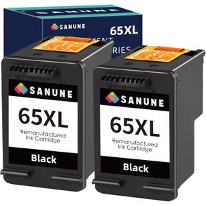 Remanufactured Ink Cartridge Replacement for HP Ink 65 65XL Black for HP DeskJet 3772 3755 3722 3752 3700 2621 2622 2623 2625 2622 2640 2652 Envy 5055 5000 5070 5052 5010 5014 Printer (2-Black)