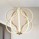 CHYING Modern Gold Chandelier with Remote Control, 10-Light 100W 3-Color Temperature Dimmable LED Chandelier for Living Room, Hanging Adjustable Pendant Light for Dining Room Kitchen Entryway Foyer