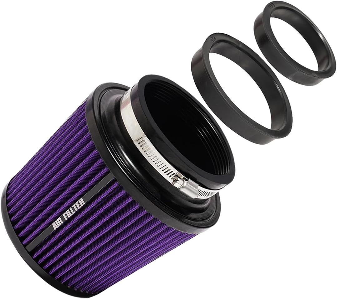 3" 3.5" 4" Inlet Car Replacement Cold Air Intake Filter 76mm 89mm 102mm 3 Sizes in 1 High Flow Performance Cone Air Filter (Purple)