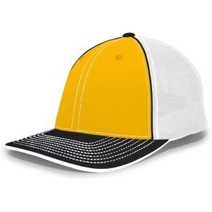 Pacific Headwear Trucker Pacflex Cap (Small, Gold/White/Black)
