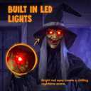 JOYIN 72" Halloween Decorations Outdoor Life-Size Scary Animated Witch with Spellbook, Halloween Animatronic Witch Decor with Sound Activation, Scary Haunted House Props for Garden Yard Lawn