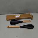 VOVOLY Cooking Spoon for Nonstick Cookingwares, Silicone Spoon Spoon for Mixing, Scoop, and Scrape, Black (13.4''+11.4" Black 2-Pack)